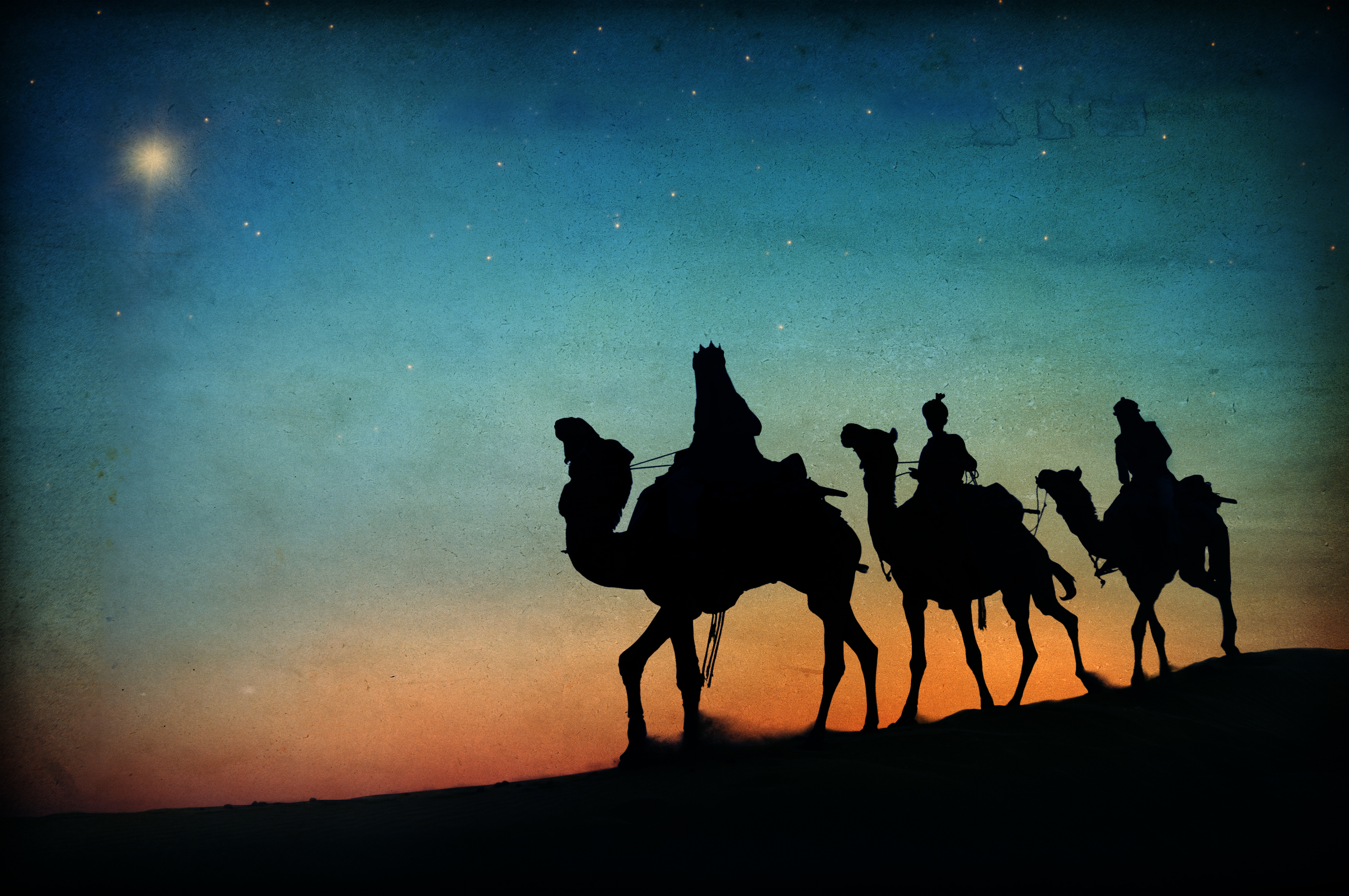 Three Kings Desert Star of Bethlehem Nativity Concept